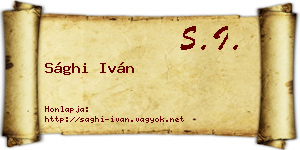 Sághi Iván névjegykártya